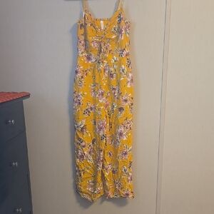 Xhilaration Floral Yellow Jumpsuit with Bohemian Charm